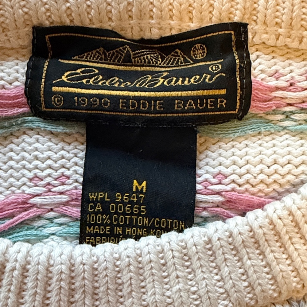 Vintage 90s Eddie Bauer Floral Cottagecore Cotton Sweater Medium Excellent shape - Picture 2 of 6